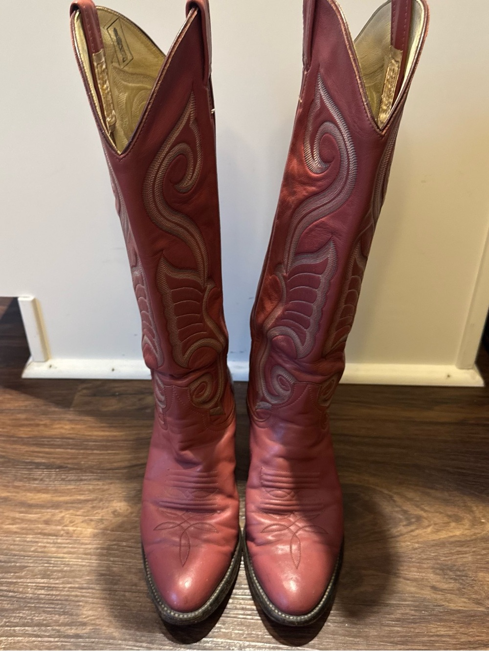 RARE VINTAGE LARRY MAHAN cowgirl Western Boots Size 8 B Pink Tall Boot